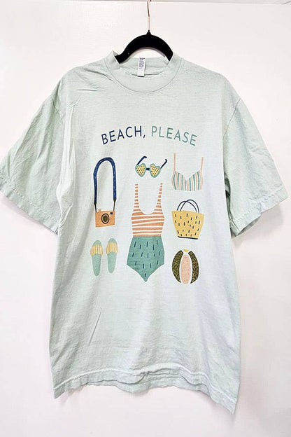 Beach Please Graphic Tee (Mint)