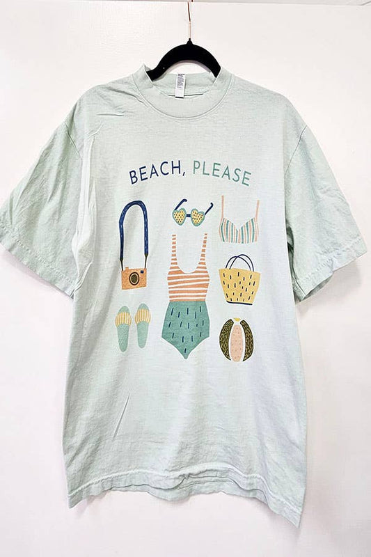 Beach Please Graphic Tee (Mint)