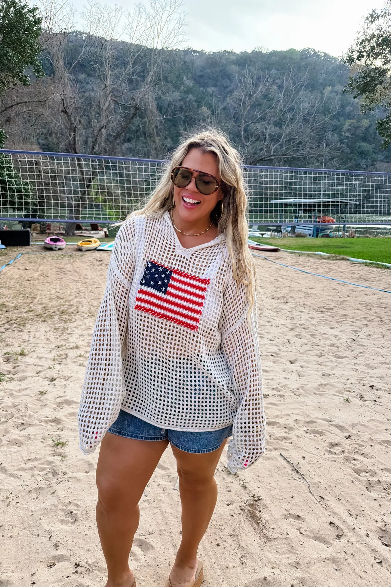 Freedom Flag Patch Pulllover (Ivory)