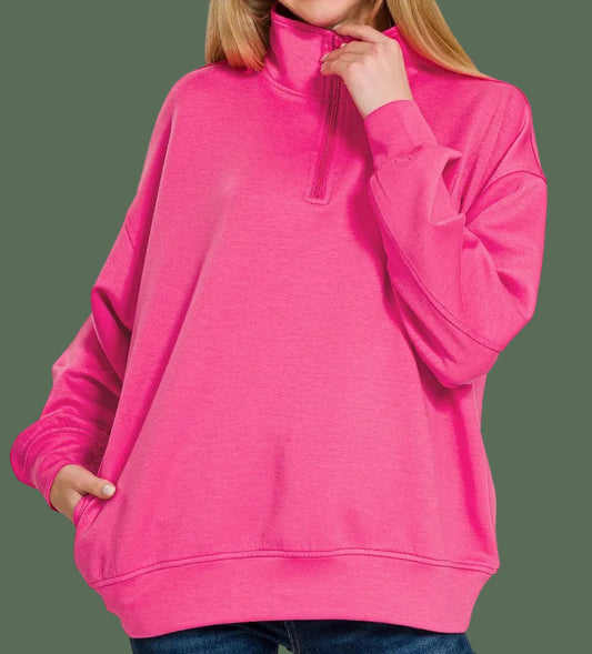 Scuba Half Zip Pullover (Fuschia)