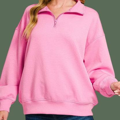 Scuba Half Zip Pullover (Candy Pink)