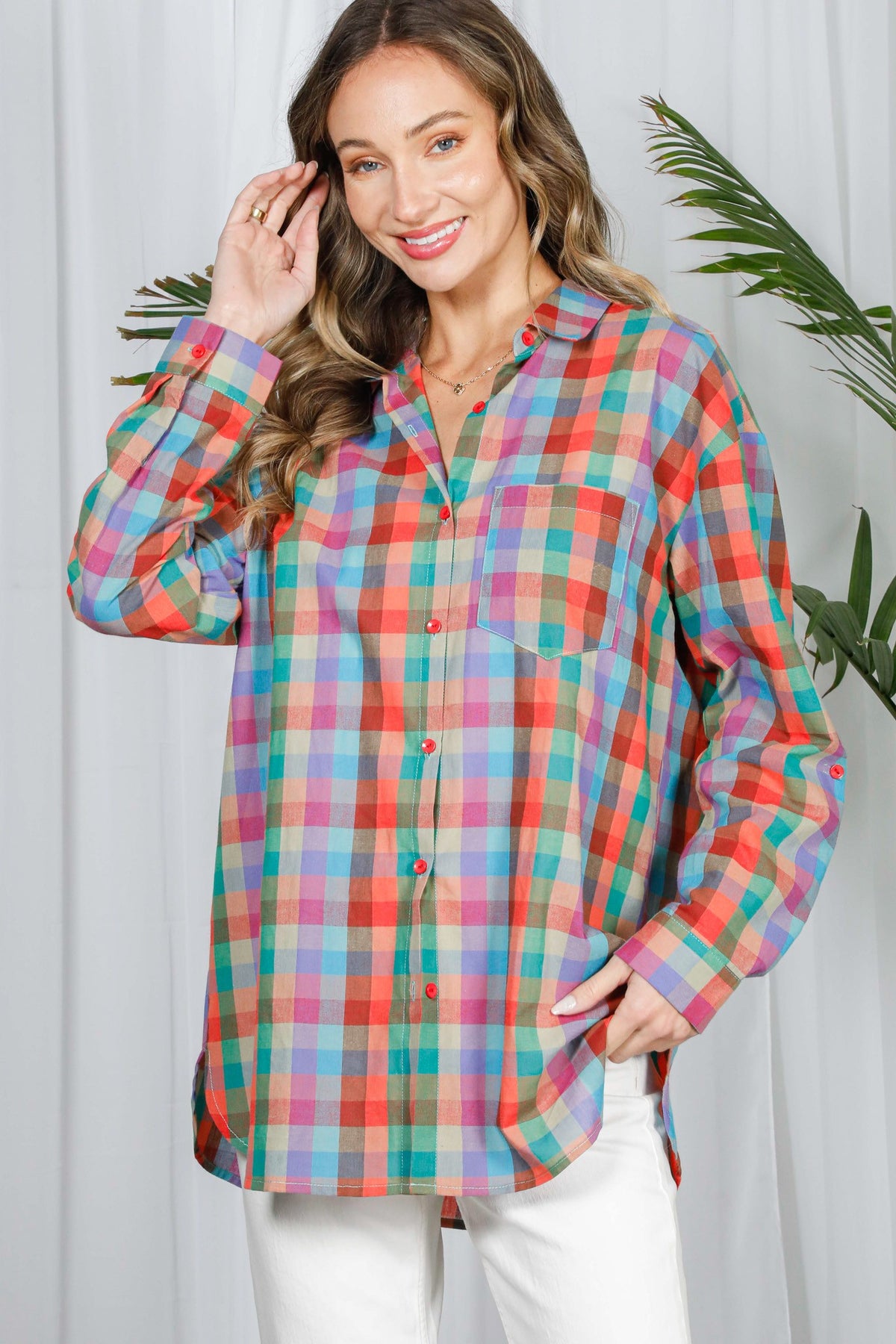Check The Boxes Plaid Top