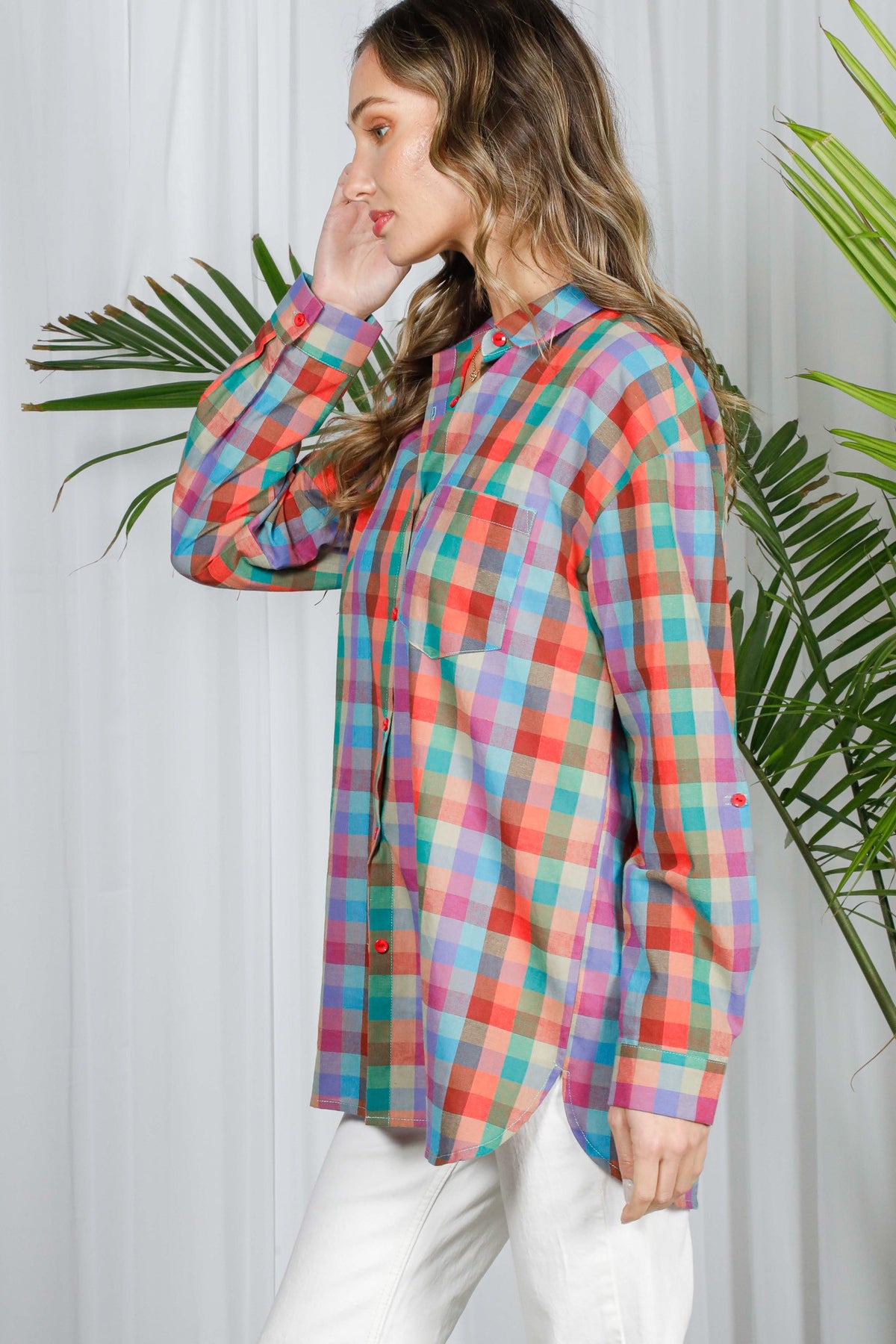 Check The Boxes Plaid Top