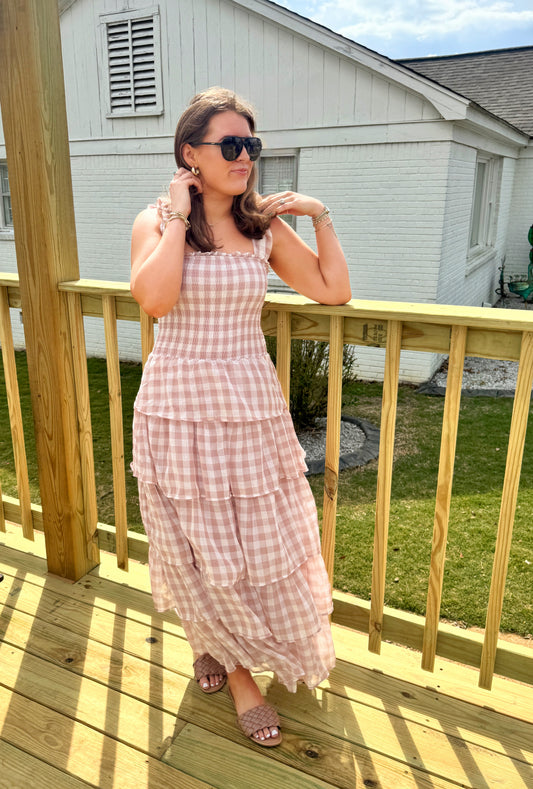 Gingham Tiered Maxi Dress