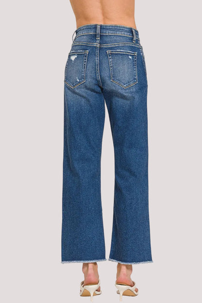 Straight To It High Rise Cropped Denim (Dark Wash)