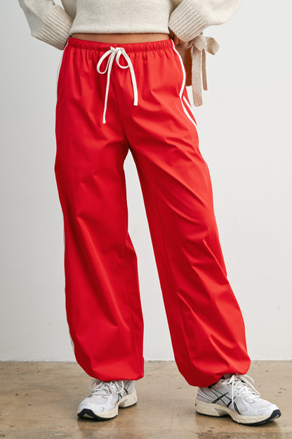 Run On By Side Stripe Joggers (Red)