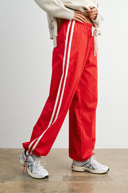 Run On By Side Stripe Joggers (Red)