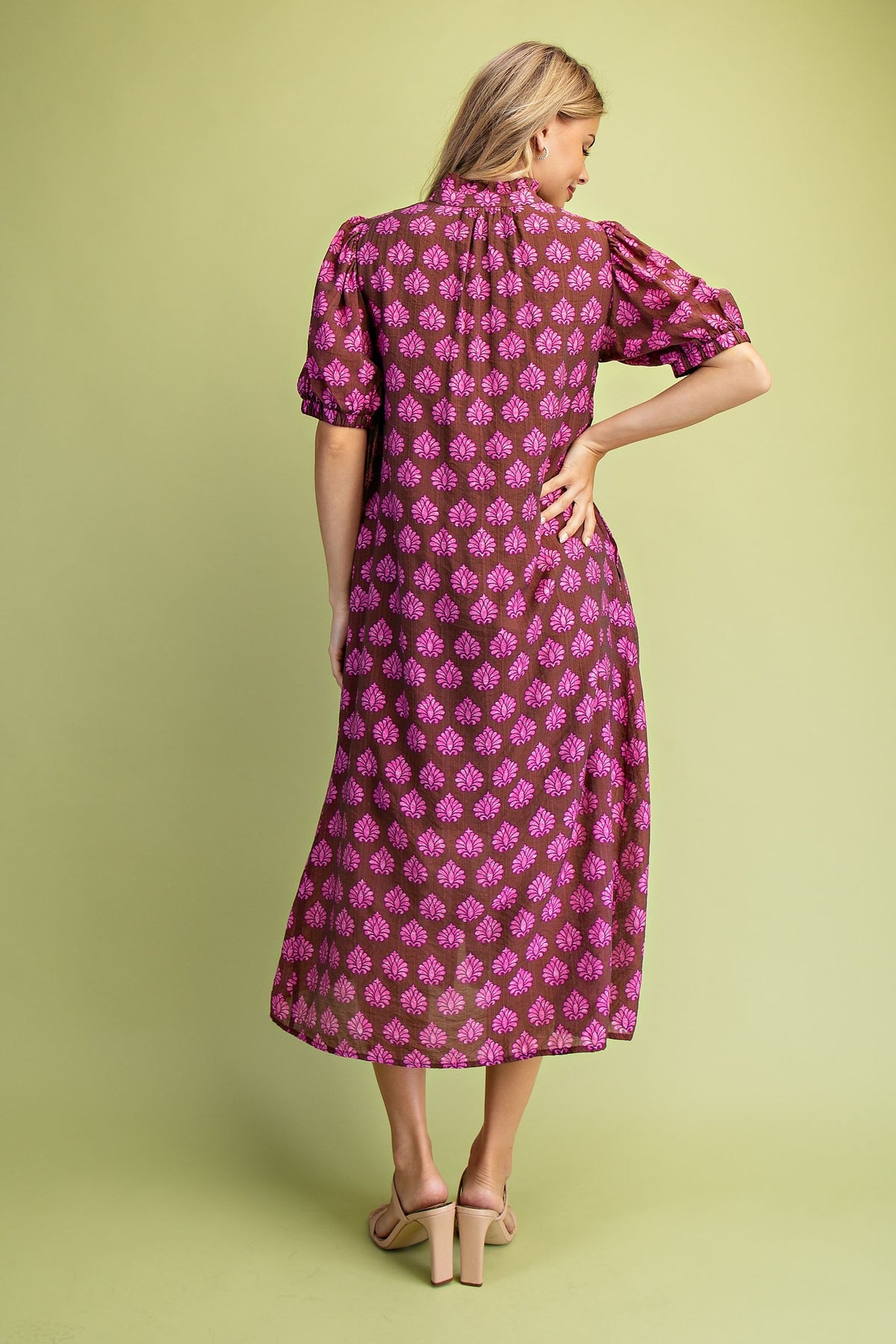 Mya Fall Midi Dress (Brown)