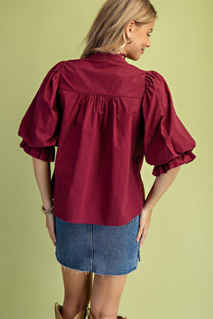 It's In The Details Blouse (Maroon)