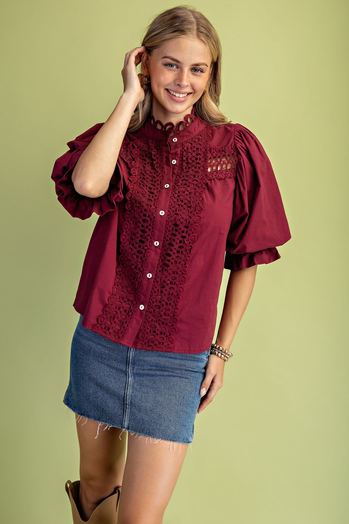 It's In The Details Blouse (Maroon)