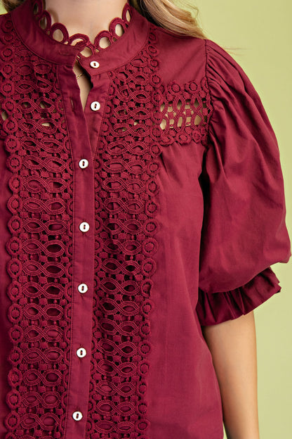 It's In The Details Blouse (Maroon)