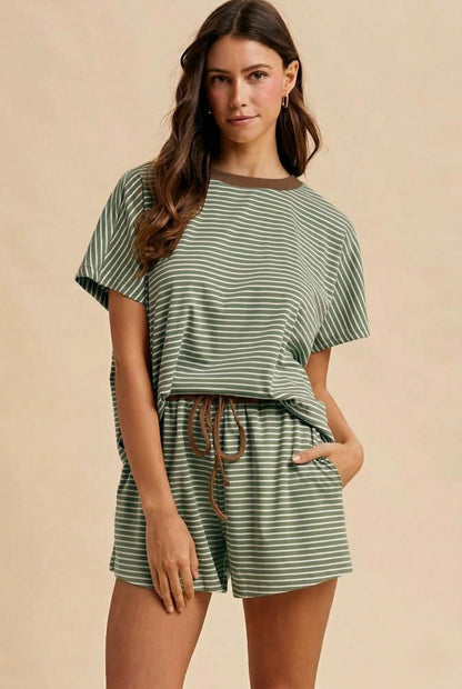 New Favorite Striped Set (Olive/Brown)