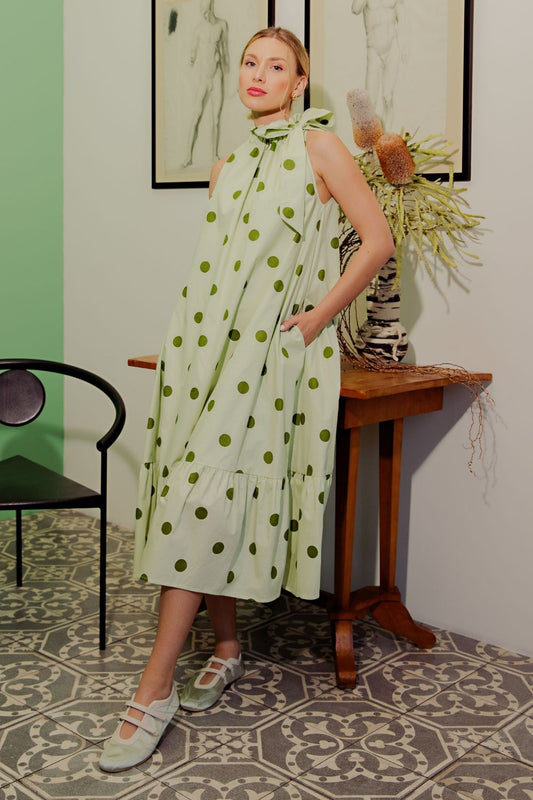 Darla Polka Dot Dress (Sage)