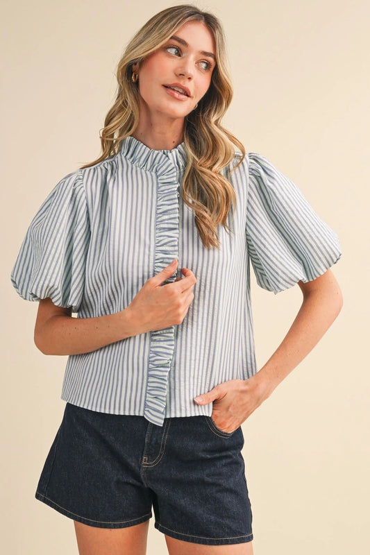 Marissa Ruffle Blouse (Mint Lilac)