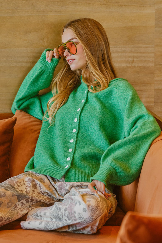 Signature Soft Button Front Cardigan (green)
