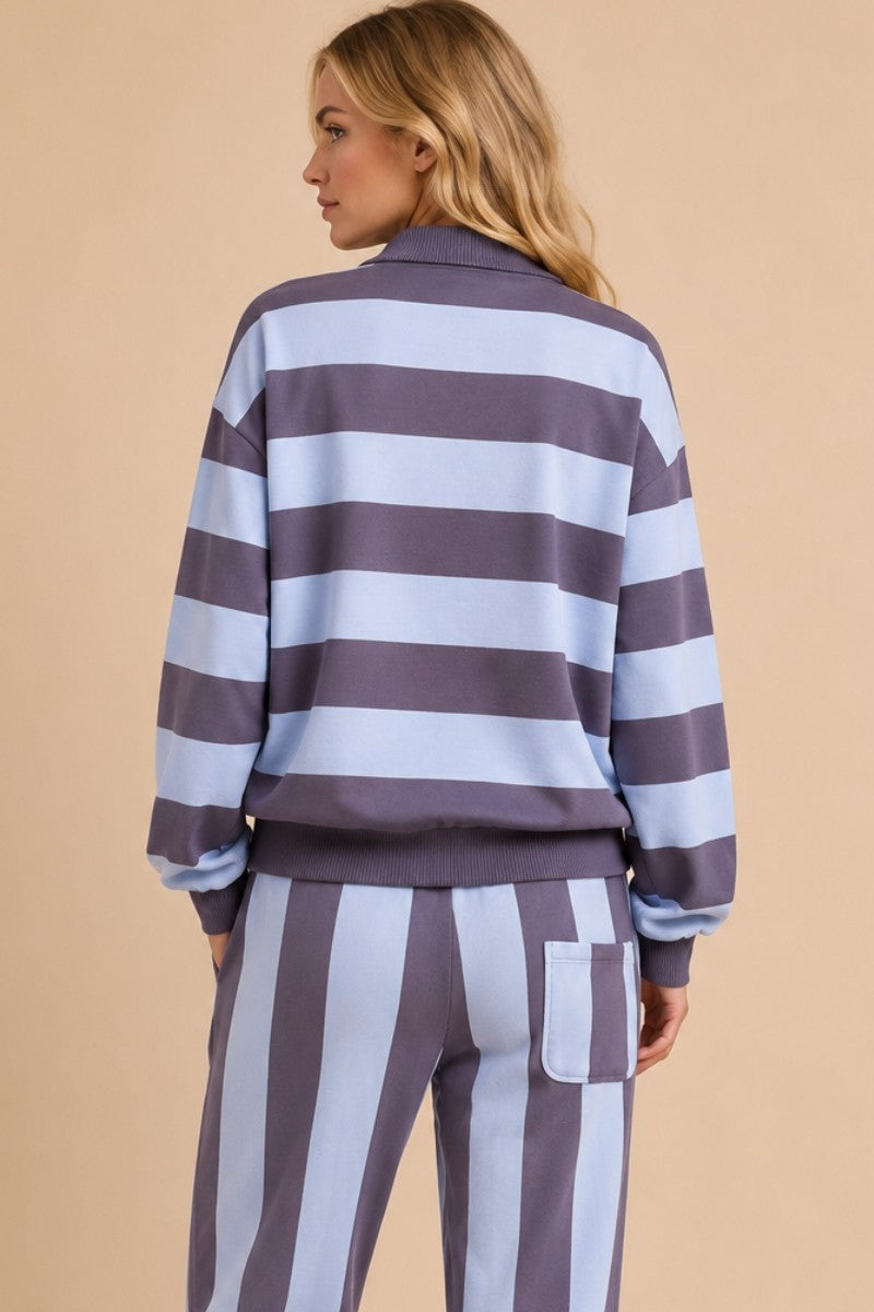 Hey Anna Striped Long Sleeve Set (Blue)