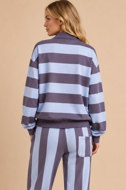 Hey Anna Striped Long Sleeve Set (Blue)