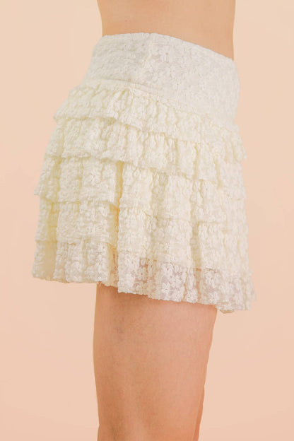 Layered Lace Skort (Ivory)