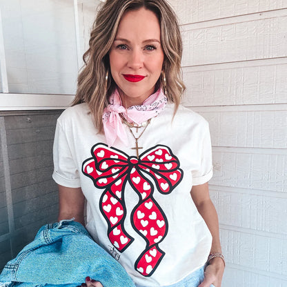 Heart Bow Graphic Tee (White)