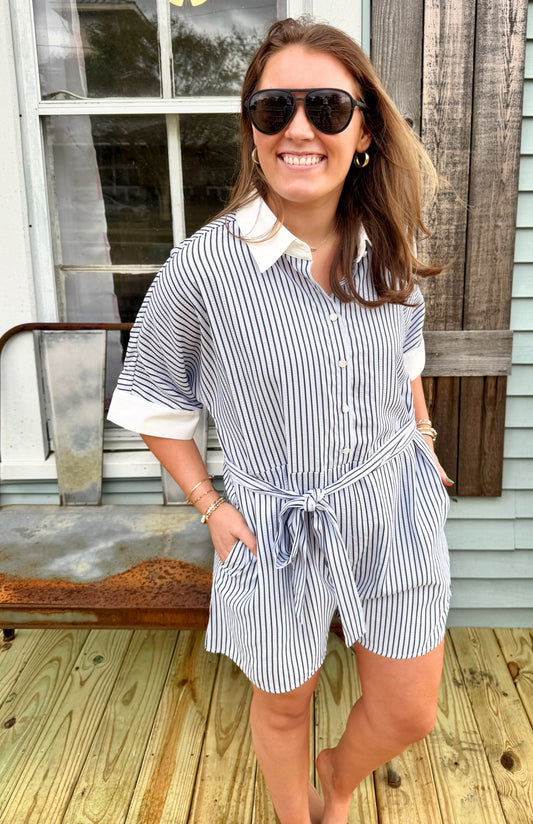 Marissa Striped Romper (Blue)