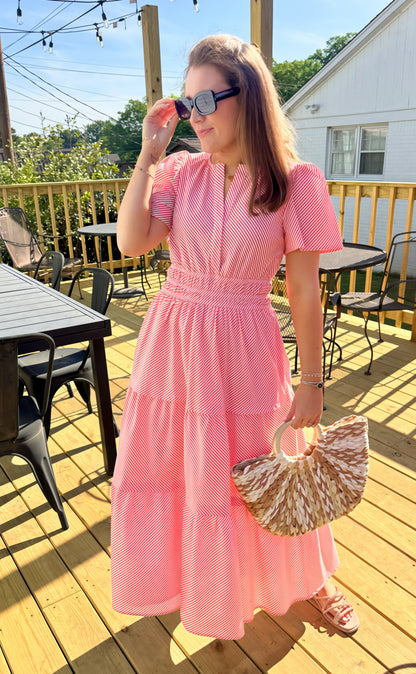 Citrus Stripe Maxi Dress (Orange)
