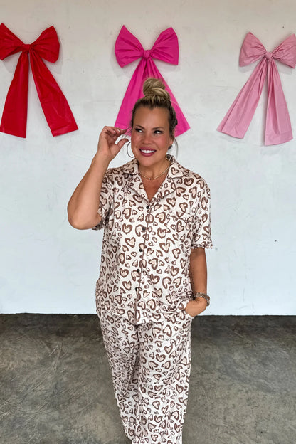 Leopard Heart Luxe Pjs (Neutral)