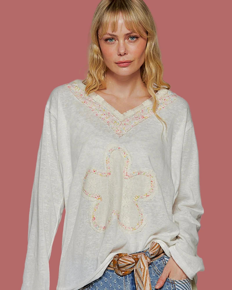 POL Lace Flower Top (Ivory)
