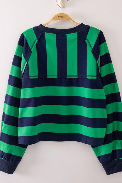 Keep It Casual Stripe Pullover (Green/Blue)