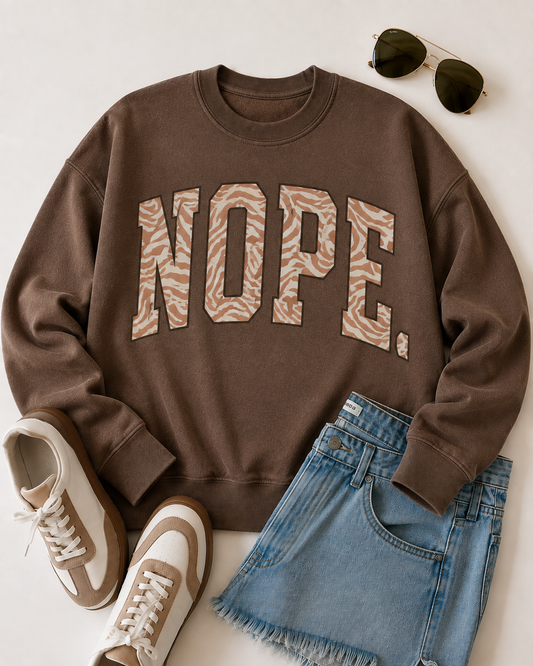 NOPE. Zebra Pullover Sweatshirt (Brown) PREORDER ETA 9/15