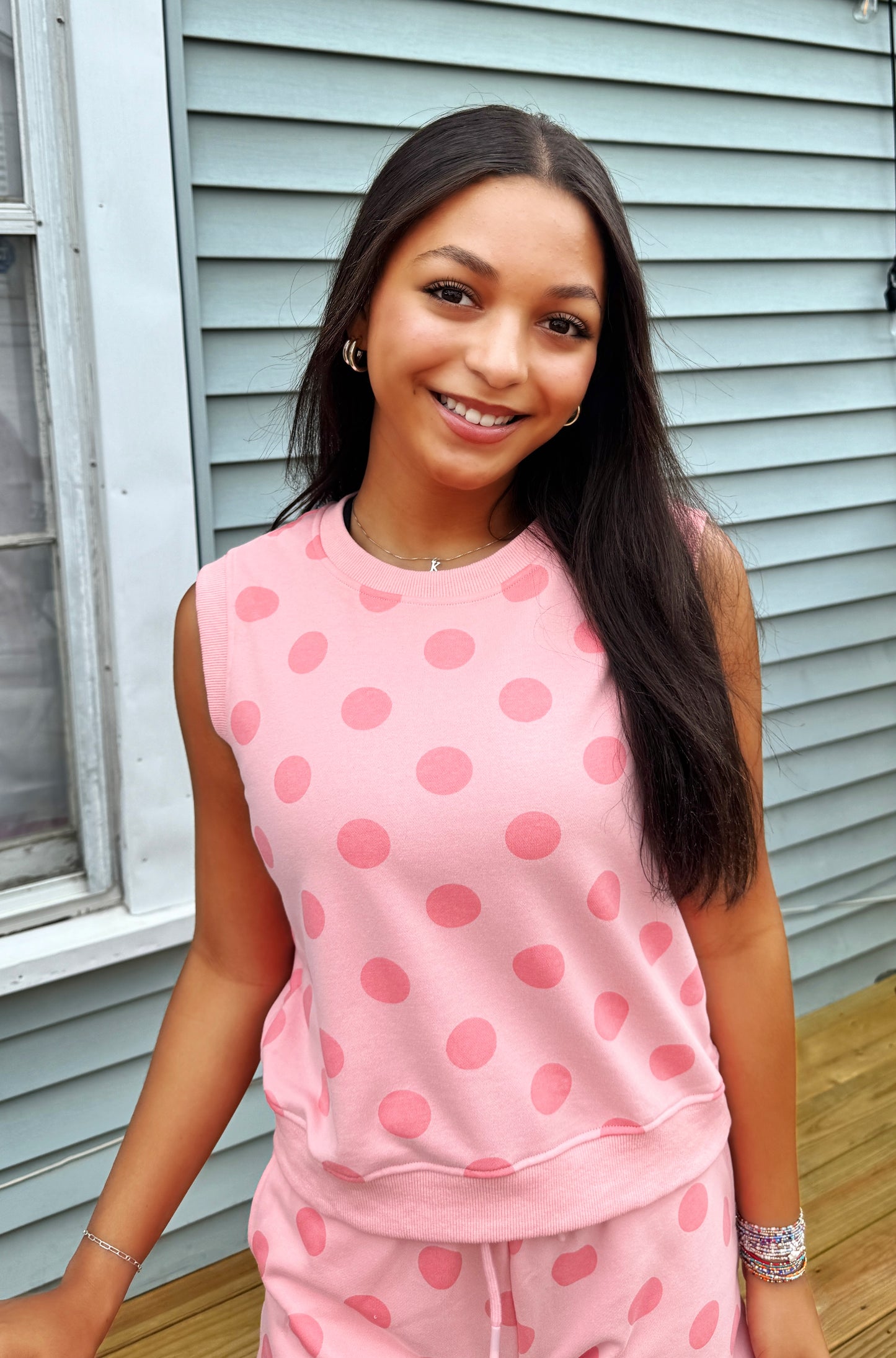 Coastal Polka Dot Lounge Set (Pink)