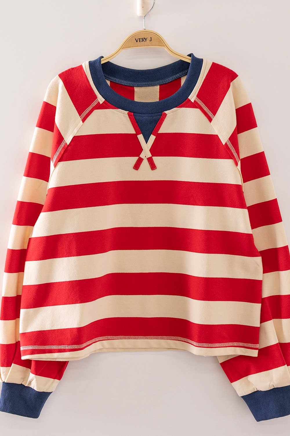 Keep It Casual Stripe Pullover (Red/Navy)