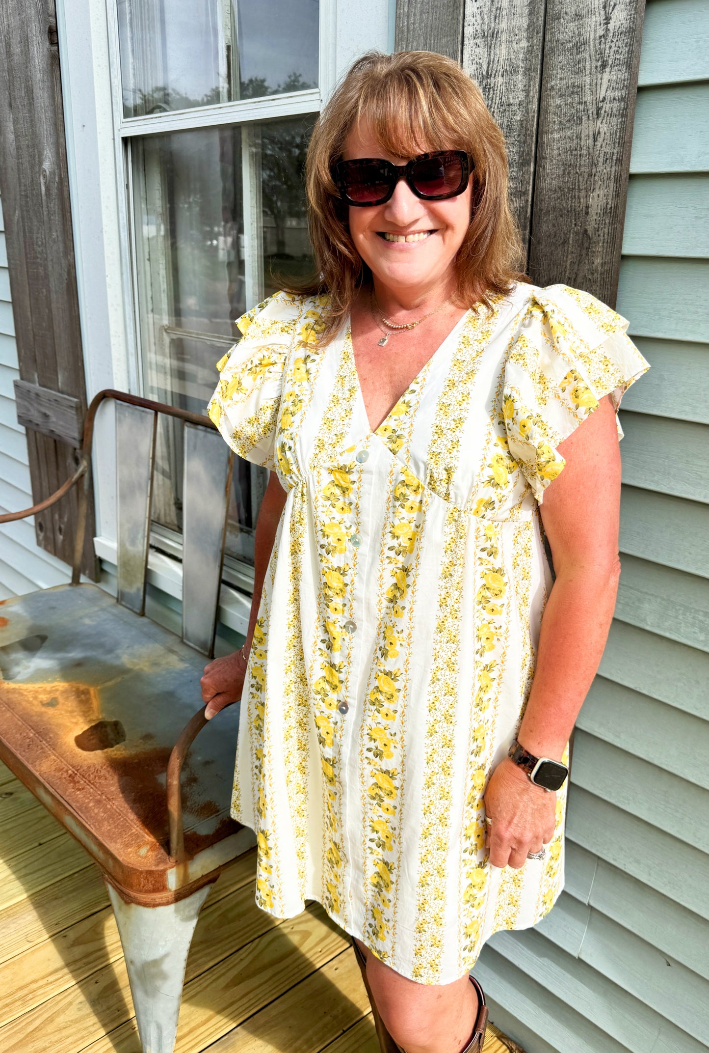 Garden Bliss Mini Dress (Yellow)