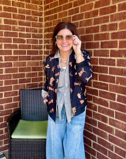 Tiger Print Bomber Jacket