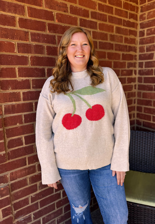 Cherry On Top Sweater (Oatmeal)