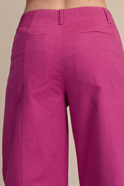 High Rise Wide Leg Pants (Magenta)