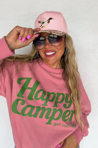 Happy Camper Pullover (Pink)