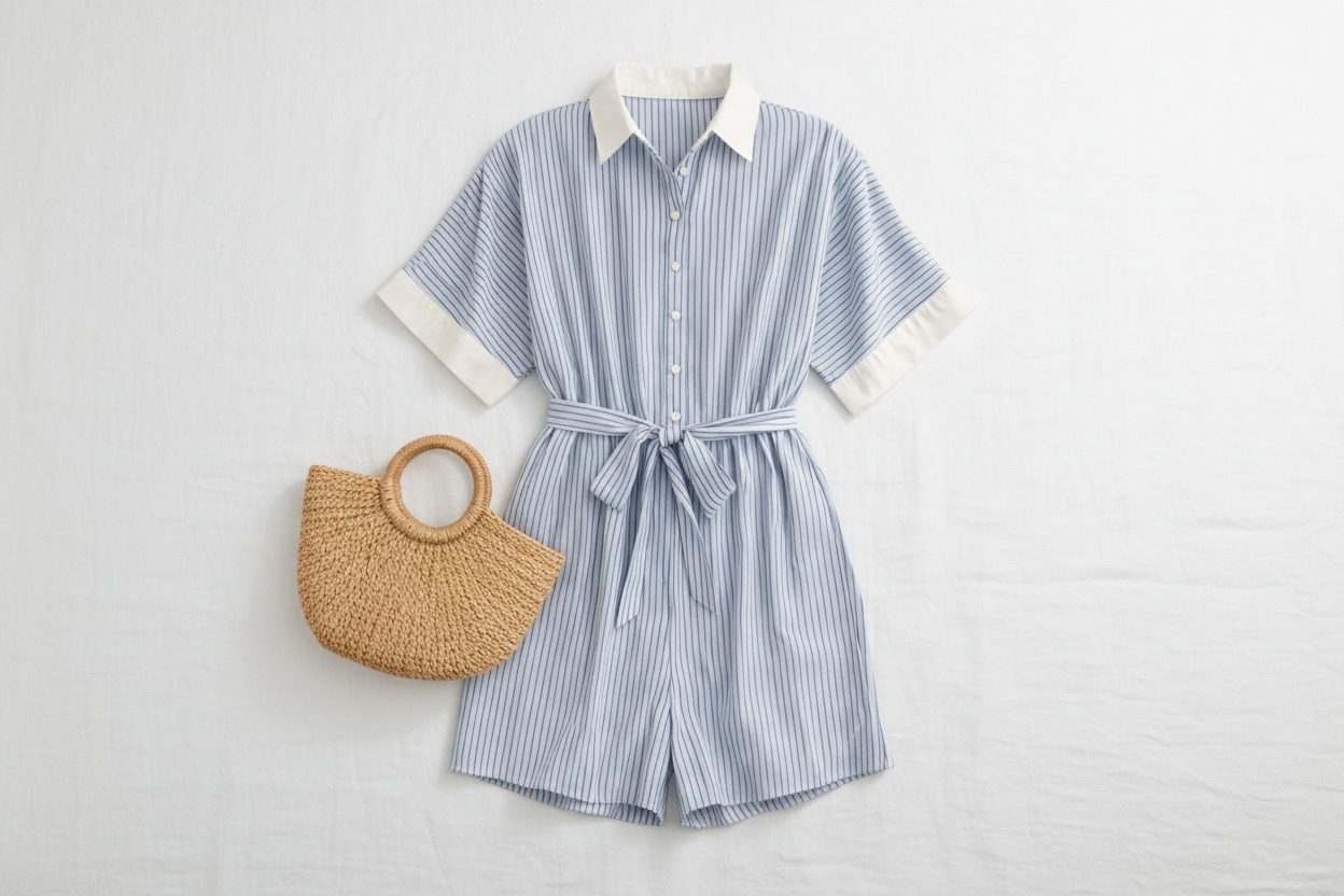 Marissa Striped Romper (Blue)
