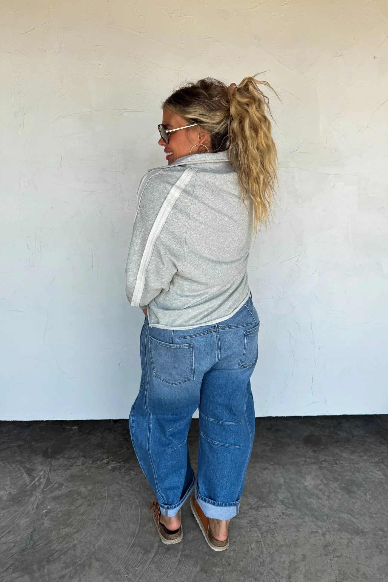 Marley Snap Button Pullover Top (Grey)