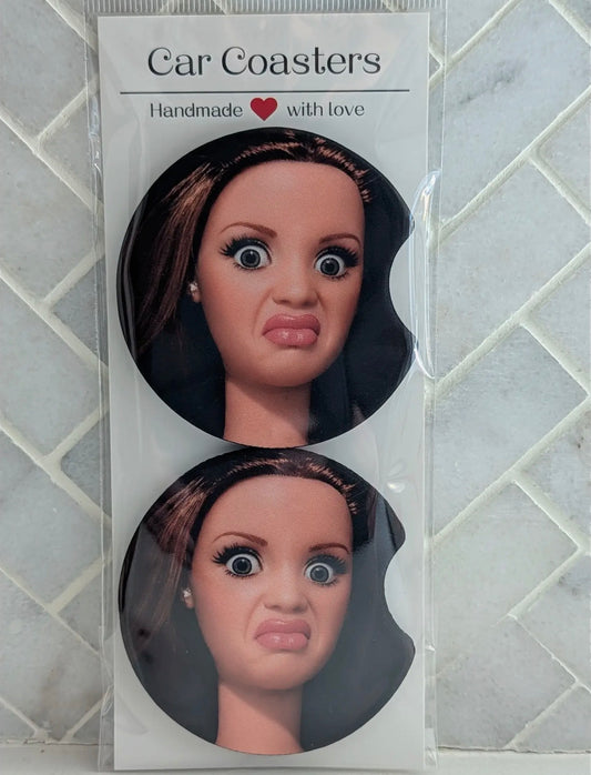 Funny Face Doll Car Coaster