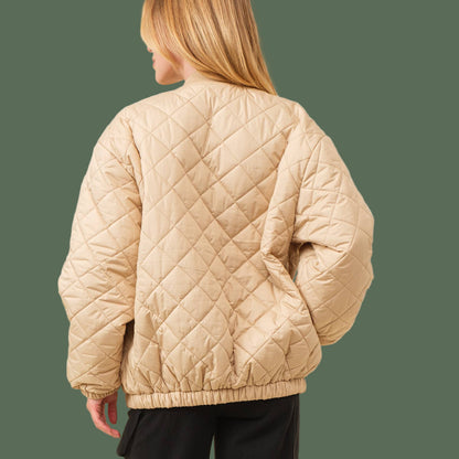 Quilted Bomber Jacket (Khaki)