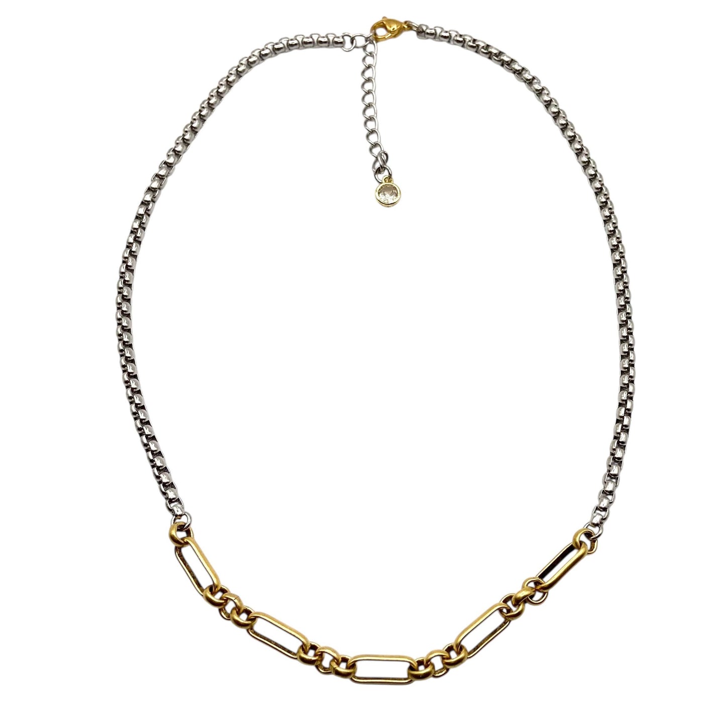 Two Tone Mixed Metal Paperclip Chain