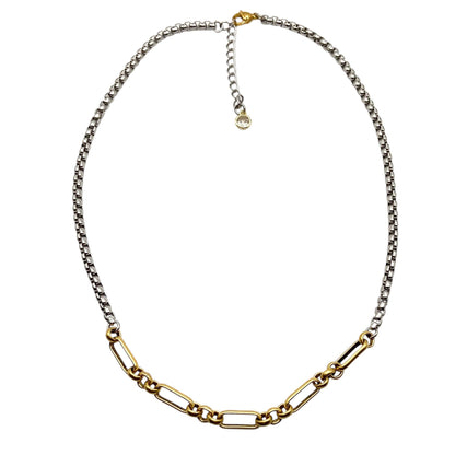 Two Tone Mixed Metal Paperclip Chain