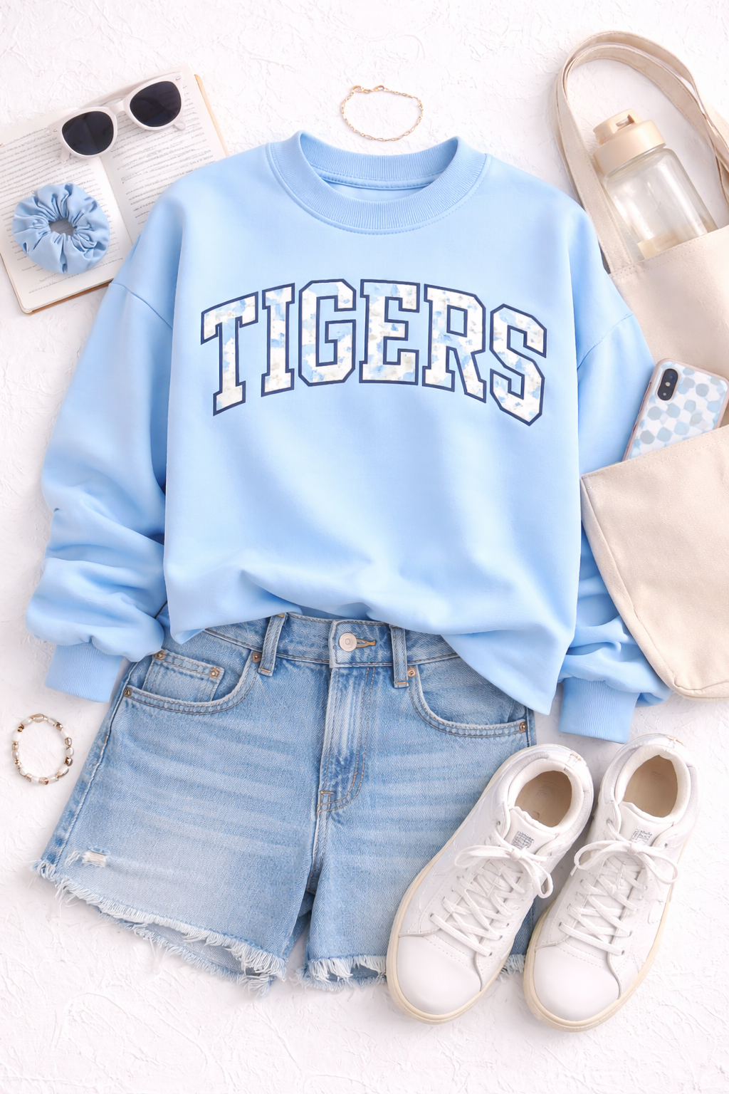 Tigers Mock Neck (Baby Blue Floral)