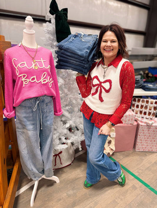 Be Present Red Bow Vest