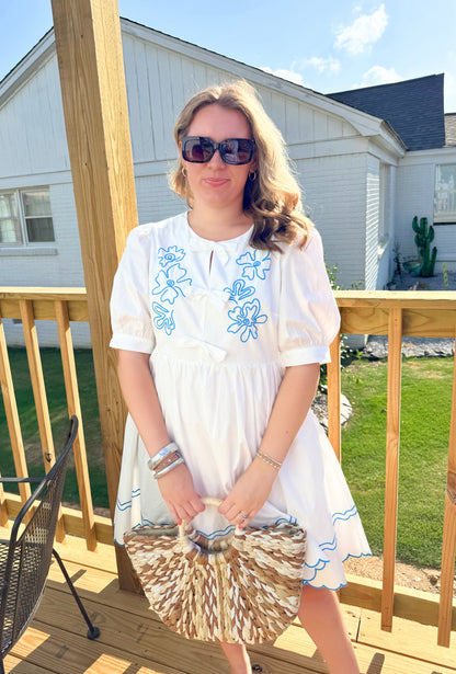 The Ginger Embroidered Dress (White)