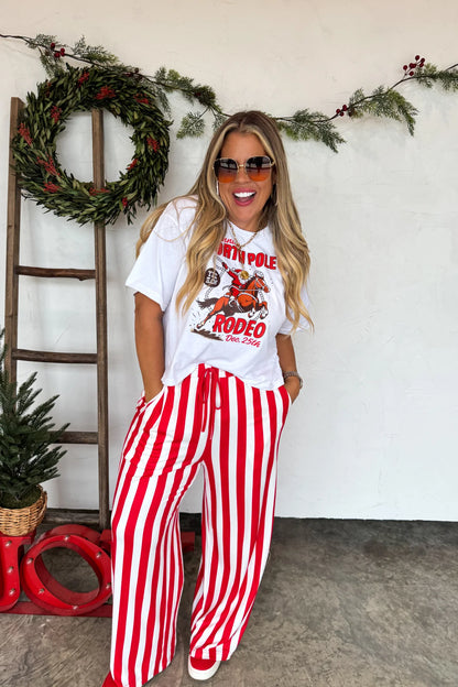 Vertical Vibes Stripe Pants (Red)
