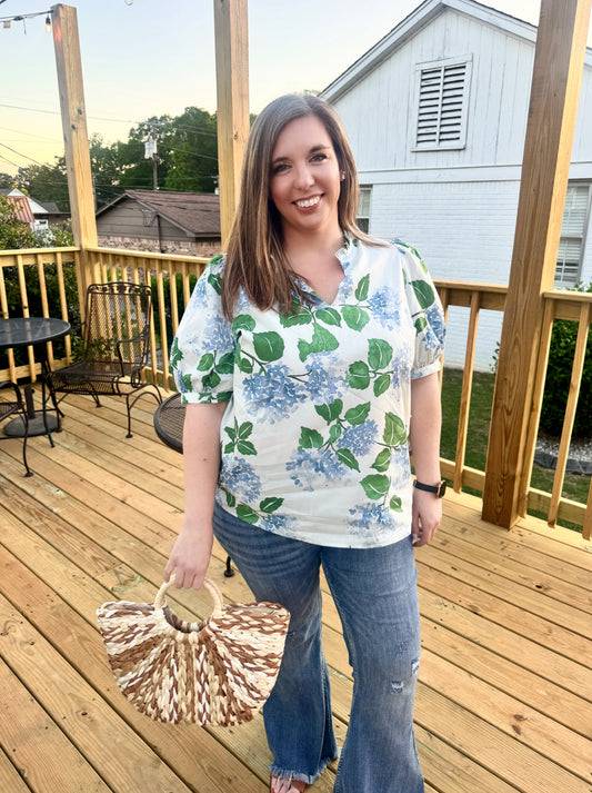Southern Girl Floral Blouse (Blue)