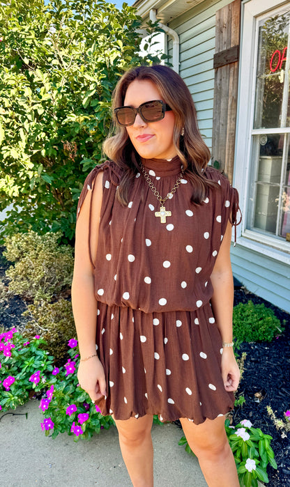 Polka Dot Bubble Dress (Brown)