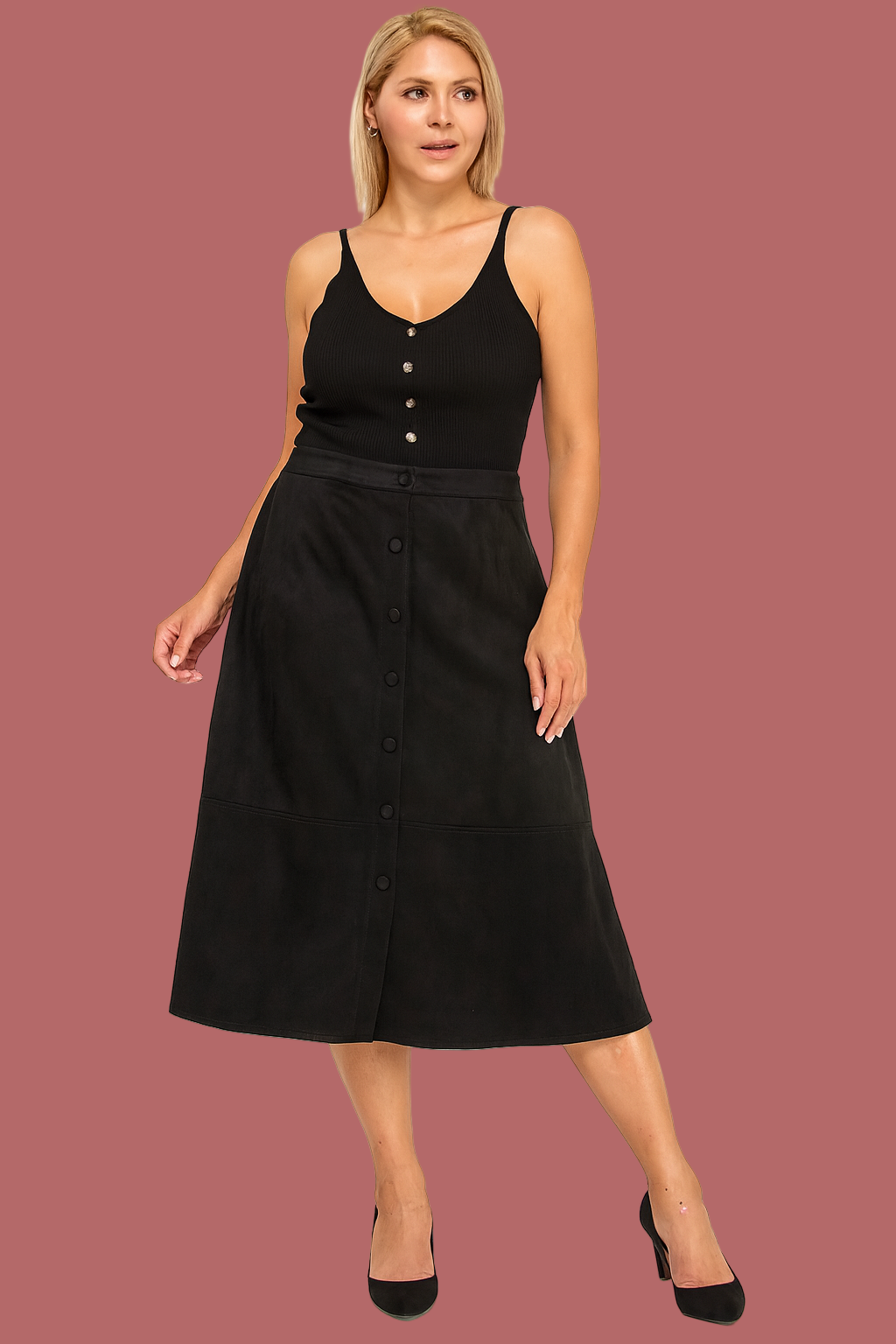 Life of the Party Suede Skirt (Black)