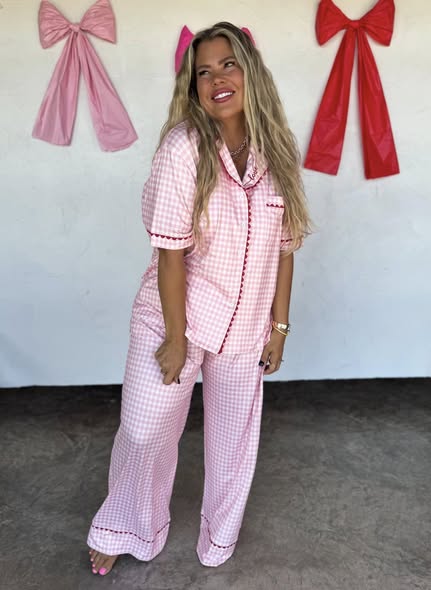 Gingham Love Pjs (Pink) PREORDER ETA 1/20